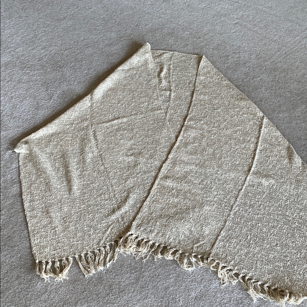 Ivory linen/cotton wrap with Fringe. Summer